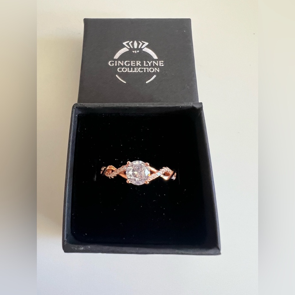 Twist CZ Engagement Rings for Women by Ginger Lyne - Picture 12 of 14